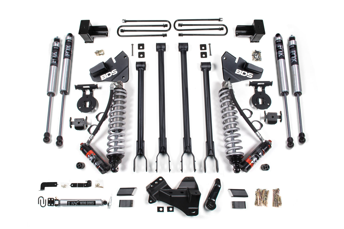 4 Inch Lift Kit w/ 4-Link - FOX 2.5 Performance Elite Coil-Over Conversion - Ford F250/F350 Super Duty (17-19) 4WD - Diesel